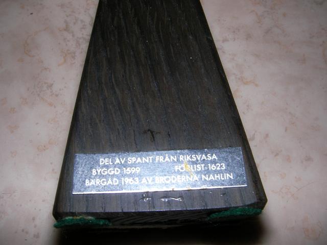 Original black oak from the wellknown swedish ship Wasa.